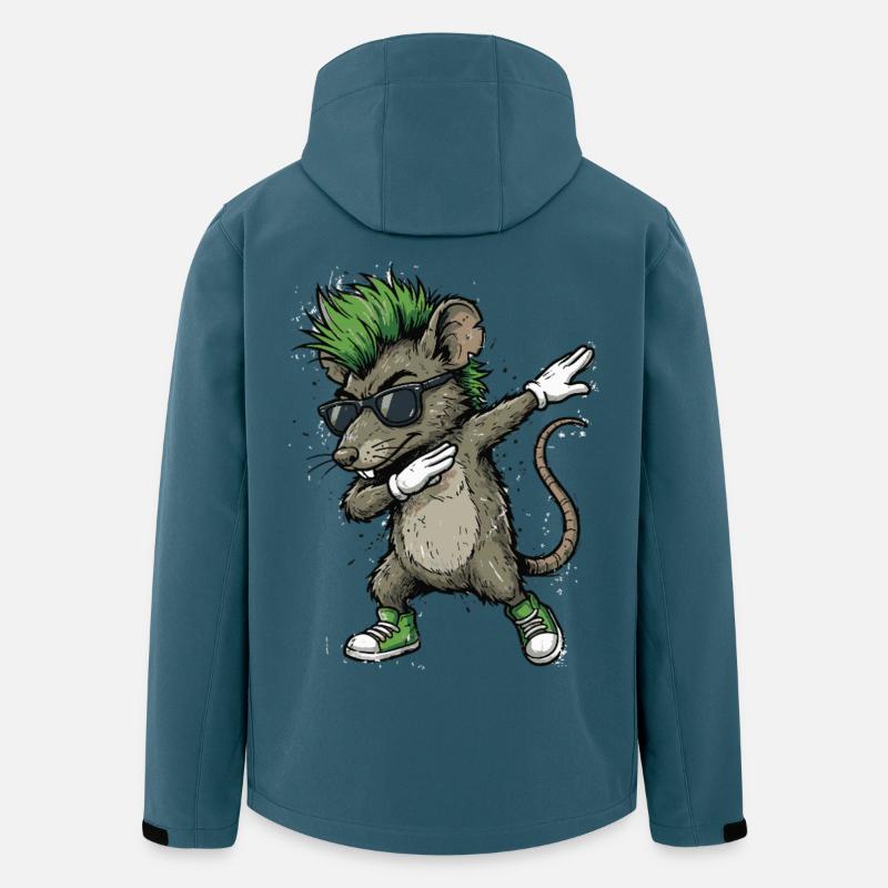 Punk Dabbing Ratte Cartoon - Recycelte Männer Softshell-Jacke von Stanley/Stella - Dunkles Petrol