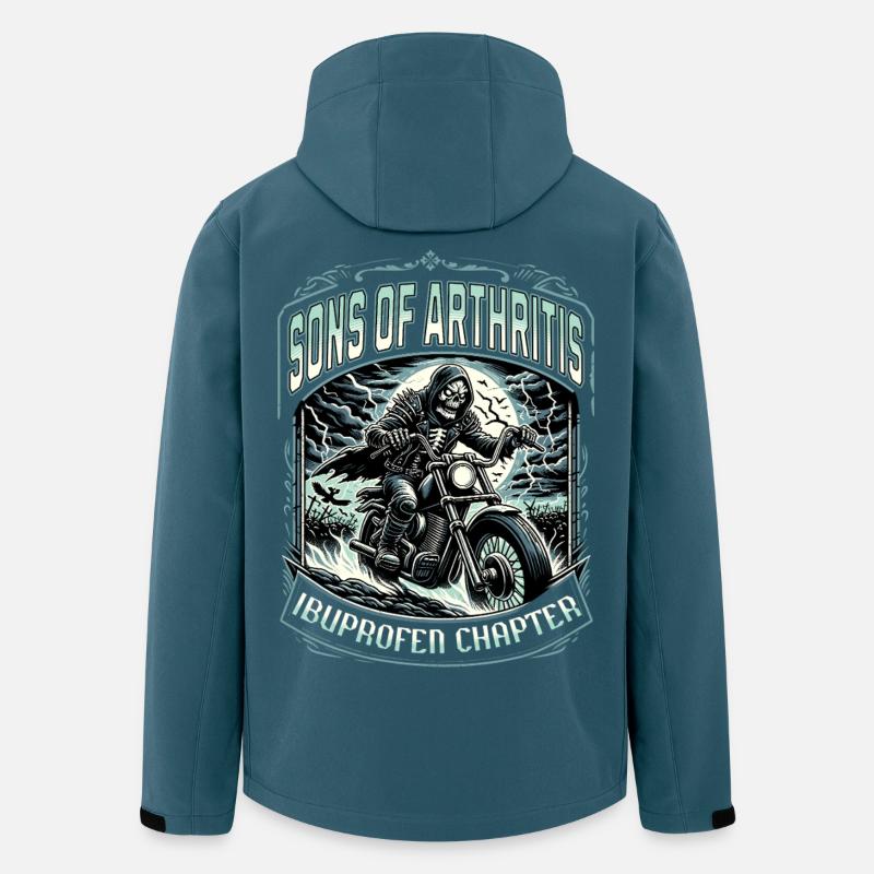 Fils de l’arthrite, chapitre Ibuprofène, Moto - Veste softshell homme en polyester recyclé Stanley/Stella - bleu pétrole foncé
