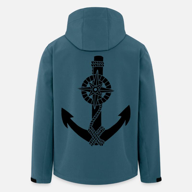 ancre noire boussole - Veste softshell homme en polyester recyclé Stanley/Stella - bleu pétrole foncé