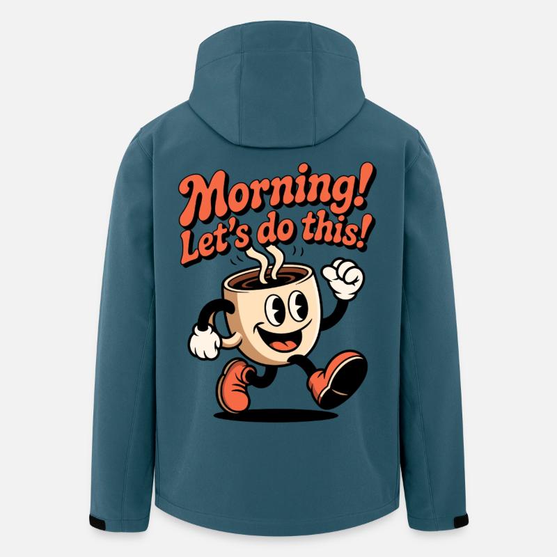 Début du café du matin : Allons-y ! - Veste softshell homme en polyester recyclé Stanley/Stella - bleu pétrole foncé