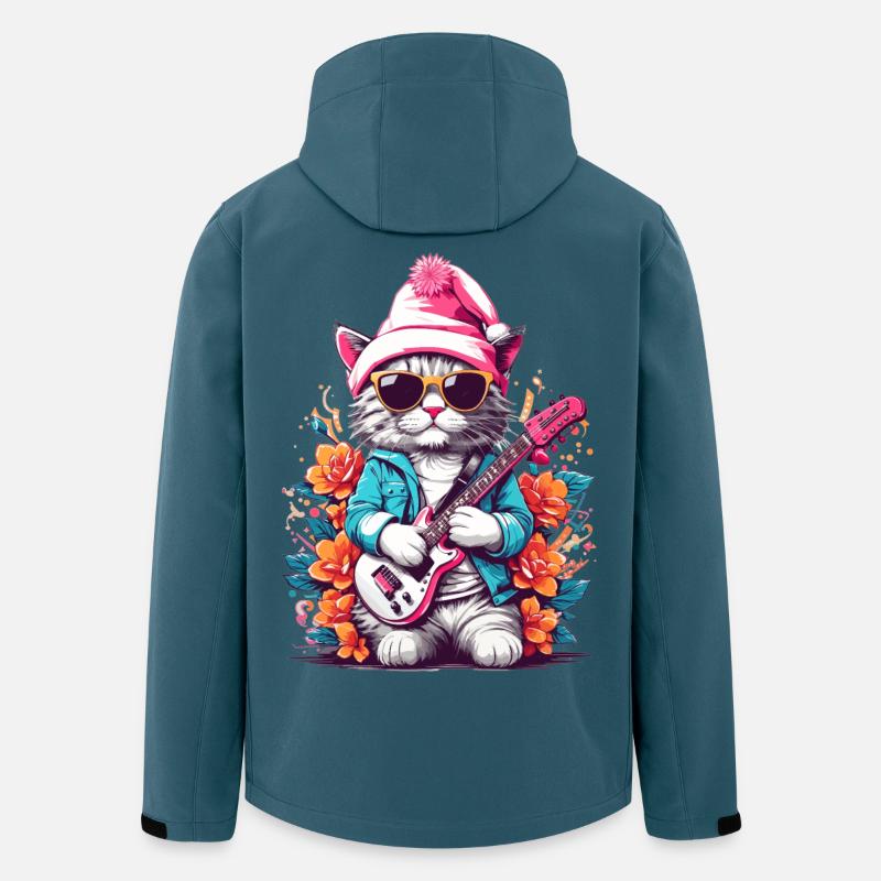 Süße Katze mit Gitarre - Recycelte Männer Softshell-Jacke von Stanley/Stella - Dunkles Petrol