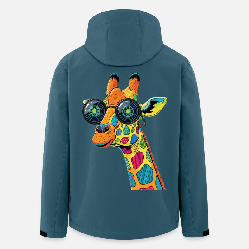 Bunte Giraffe mit Sonnenbrille - Recycelte Männer Softshell-Jacke von Stanley/Stella - Dunkles Petrol