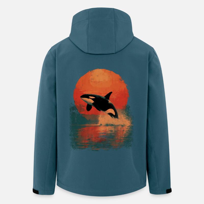 Orca Sprung im Sonnenuntergang - Recycelte Männer Softshell-Jacke von Stanley/Stella - Dunkles Petrol