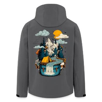 Bergsee Pfad - Camping Backpacker Motiv - Recycelte Männer Softshell-Jacke von Stanley/Stella - Dunkles Petrol - Hinten - AI Model Male 185 light (185cm)