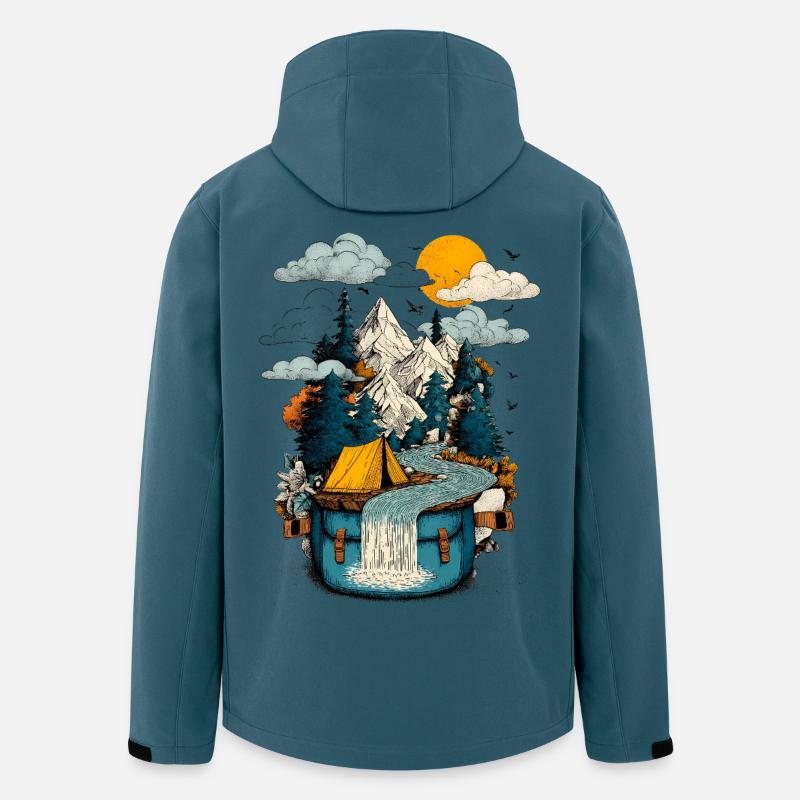 Bergsee Pfad - Camping Backpacker Motiv - Recycelte Männer Softshell-Jacke von Stanley/Stella - Dunkles Petrol
