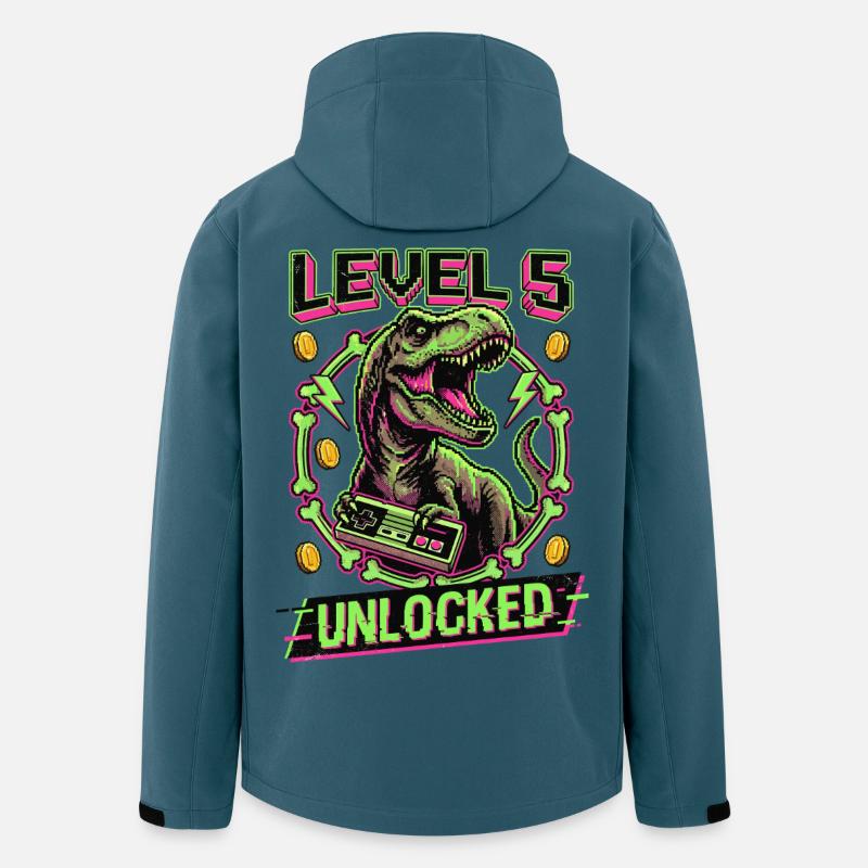 Level 5 Unlocked T-Rex - Recycelte Männer Softshell-Jacke von Stanley/Stella - Dunkles Petrol