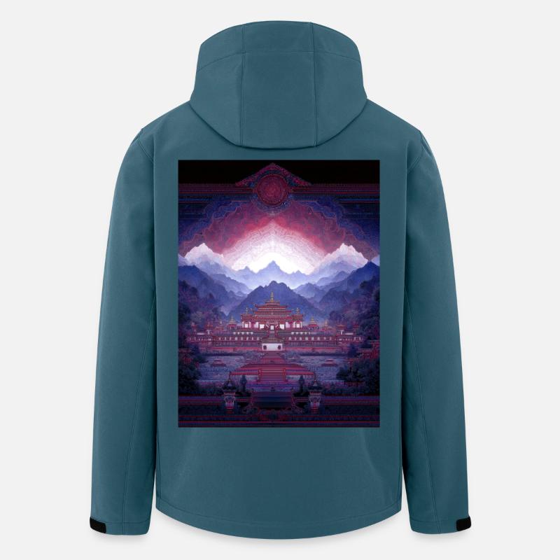 Psy Art - Pagode in Berglandschaft - Recycelte Männer Softshell-Jacke von Stanley/Stella - Dunkles Petrol