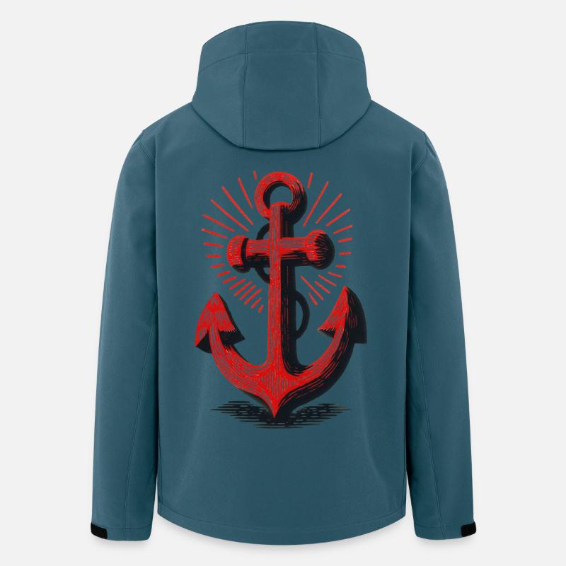 Rotes Anker Sonnenstrahl Muster - Recycelte Männer Softshell-Jacke von Stanley/Stella - Dunkles Petrol