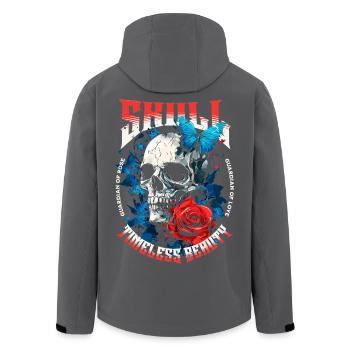 Crâne, Crâne, Papillon, Rose, Fleur - Veste softshell homme en polyester recyclé Stanley/Stella - bleu pétrole foncé - Dos - AI Model Male 185 light (185cm)