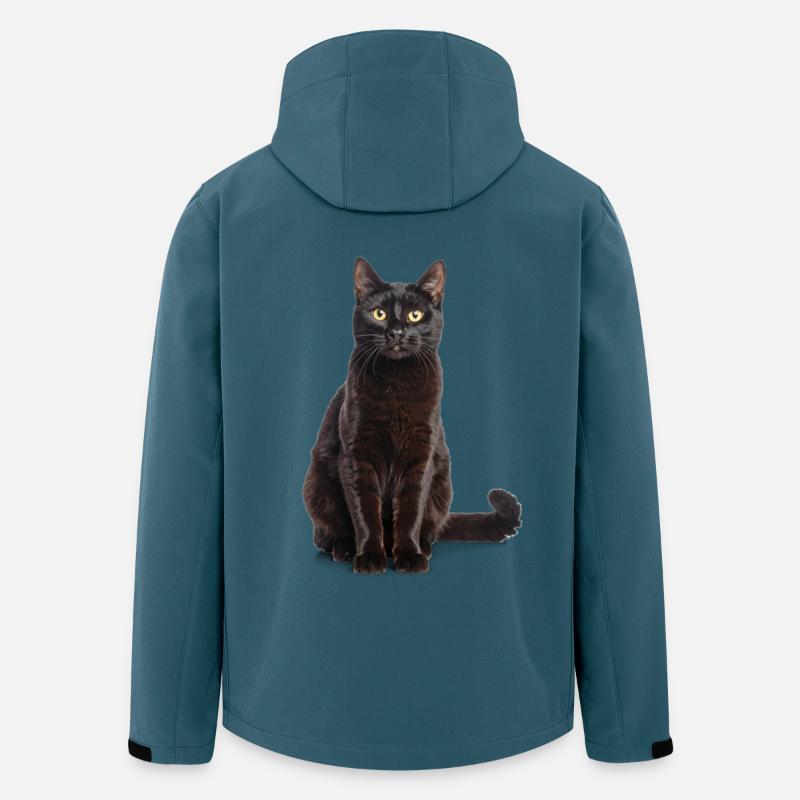 Chat élégant noir - élégant, mystérieux - Veste softshell homme en polyester recyclé Stanley/Stella - bleu pétrole foncé