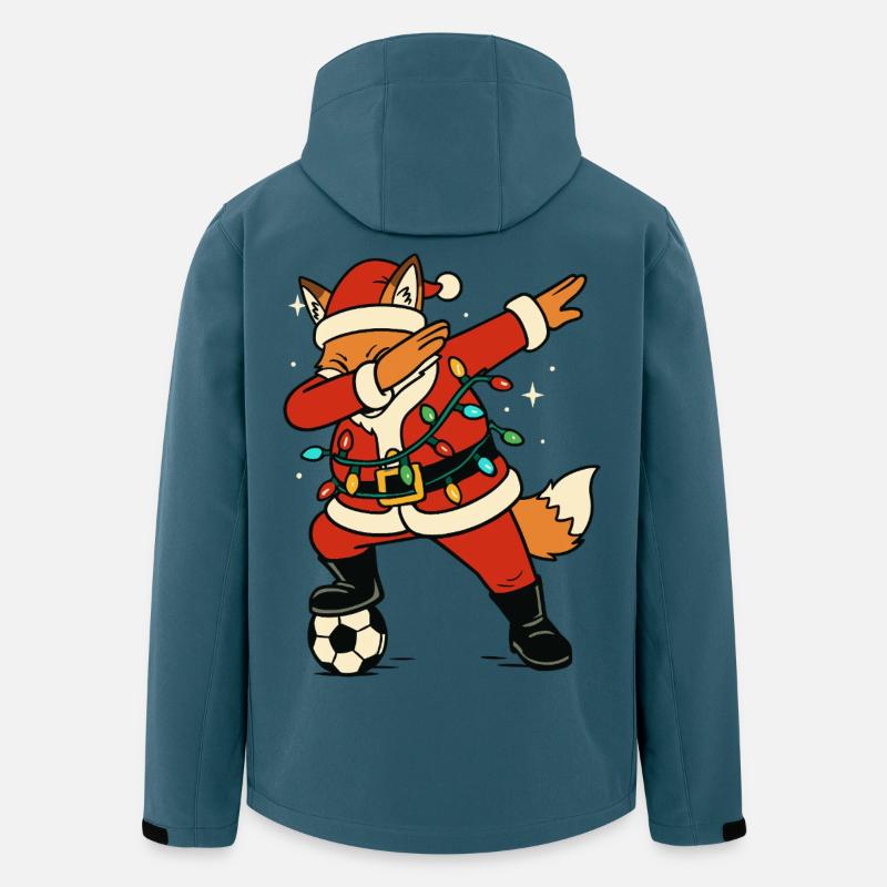 Dabbing Fuchs Weihnachtsmann Fußball Cool - Recycelte Männer Softshell-Jacke von Stanley/Stella - Dunkles Petrol