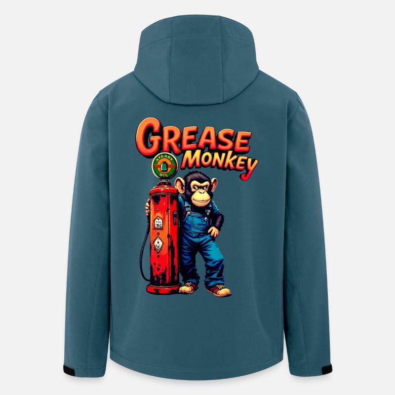 GreaseMonkey Retro-Pumpendesign - Recycelte Männer Softshell-Jacke von Stanley/Stella - Dunkles Petrol