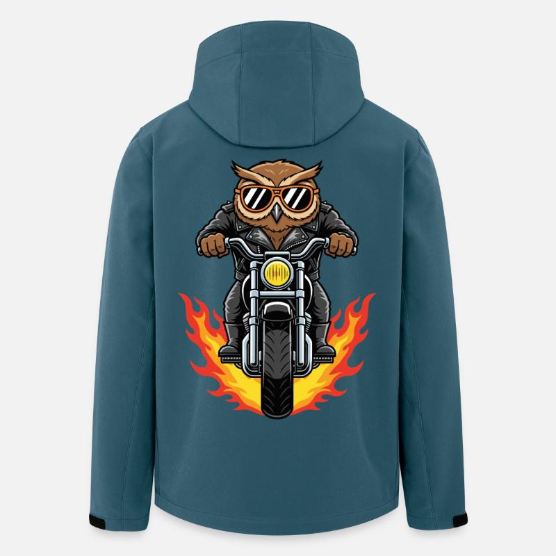 Cool Biker Owl Motorcycle Flames - Veste softshell homme en polyester recyclé Stanley/Stella - bleu pétrole foncé