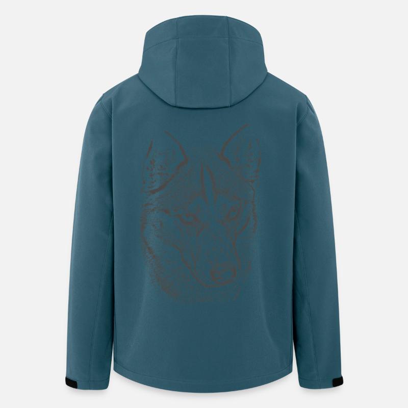 Wolfsblick Graustufen Illustration - Recycelte Männer Softshell-Jacke von Stanley/Stella - Dunkles Petrol