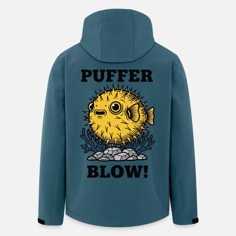 Humor Fisch Kugel Puffer bläst - Recycelte Männer Softshell-Jacke von Stanley/Stella - Dunkles Petrol
