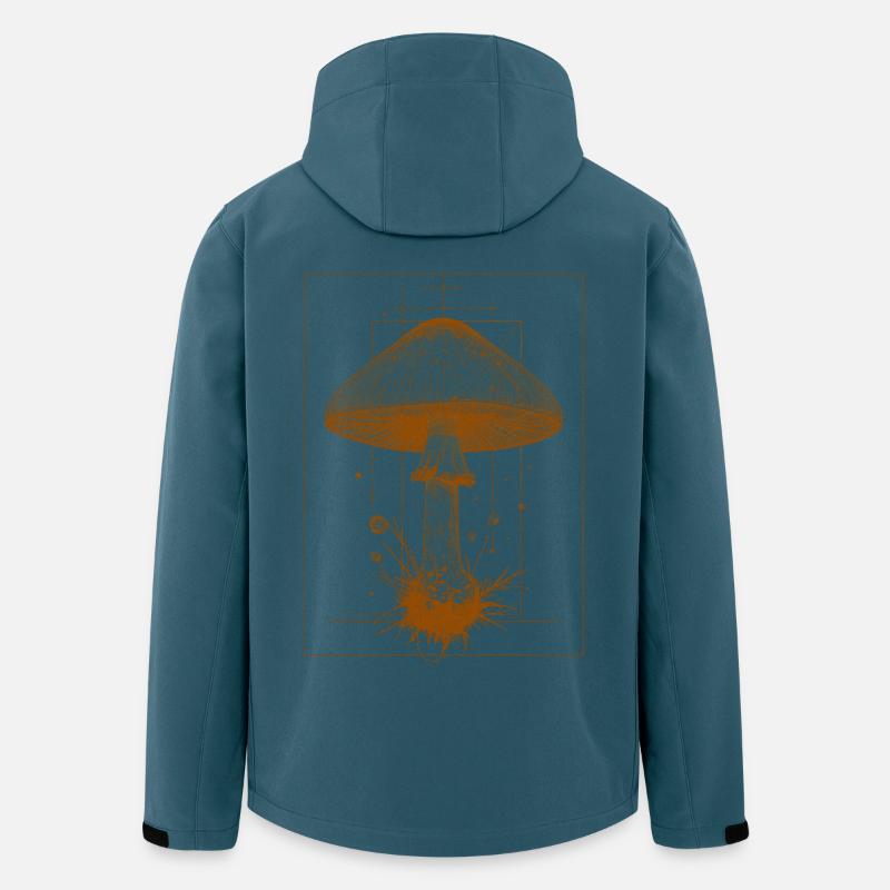 Champignon géométrique en orange - Veste softshell homme en polyester recyclé Stanley/Stella - bleu pétrole foncé