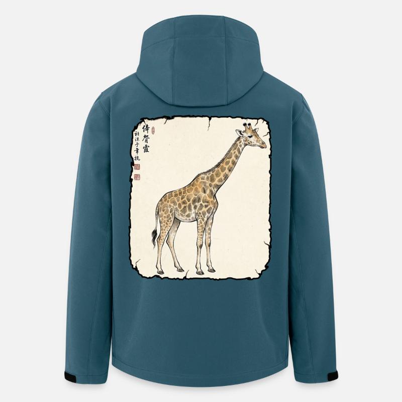 Giraffe Antik Kunst - Recycelte Männer Softshell-Jacke von Stanley/Stella - Dunkles Petrol