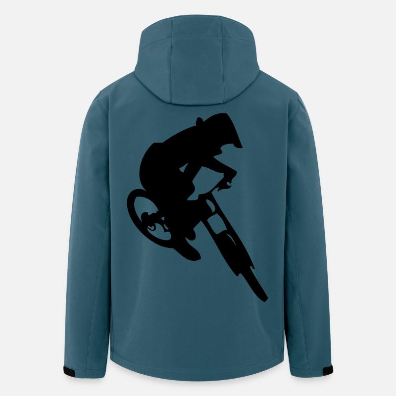 Saut en vélo de descente - Veste softshell homme en polyester recyclé Stanley/Stella - bleu pétrole foncé