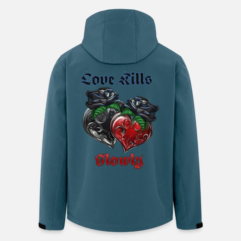 Liebe im Gothic Stil mit Herzen und Rosen - Recycelte Männer Softshell-Jacke von Stanley/Stella - Dunkles Petrol