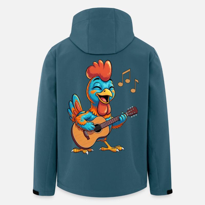Lustiges Huhn mit Gitarre - Recycelte Männer Softshell-Jacke von Stanley/Stella - Dunkles Petrol