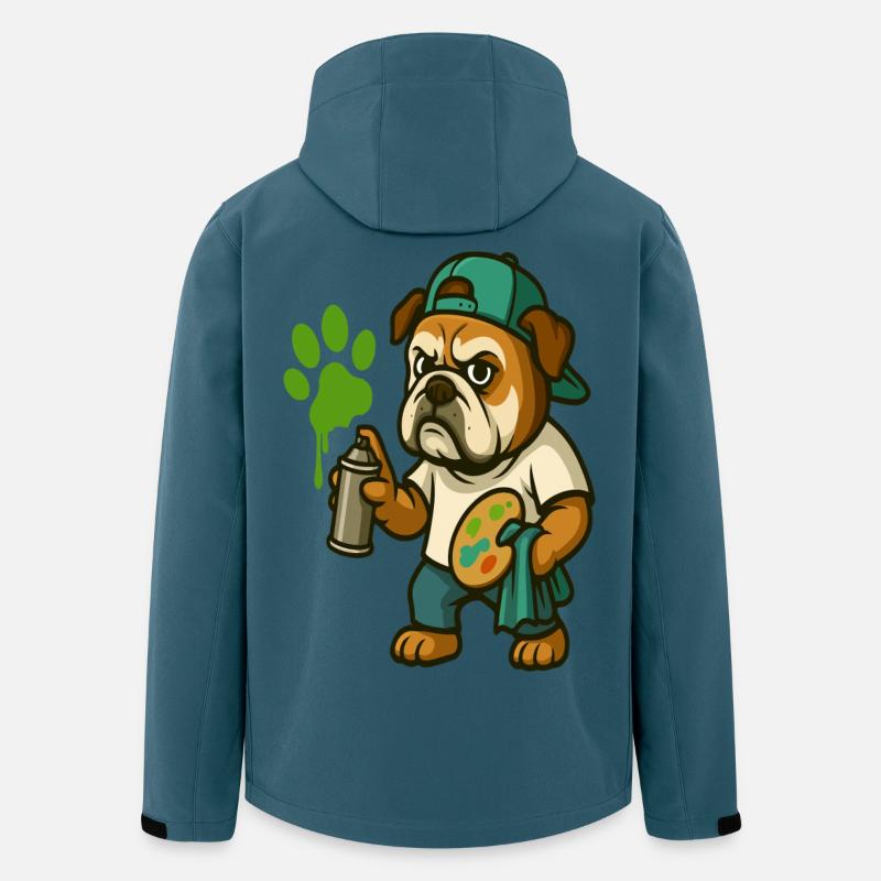 Graffiti-Bulldoggen-Maskottchen mit Sprühfarbe - Recycelte Männer Softshell-Jacke von Stanley/Stella - Dunkles Petrol