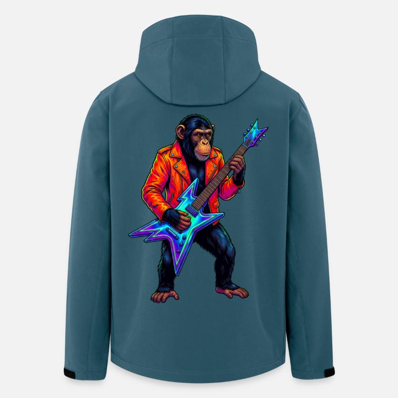 Chimpanzee in leather jacket and neon electric guitar - Men’s Recycled Softshell Jacket by Stanley/Stella - stargazer