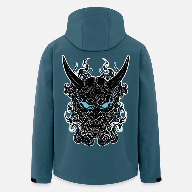 Masque Oni Cyberpunk Portrait Bleu - Veste softshell homme en polyester recyclé Stanley/Stella - bleu pétrole foncé