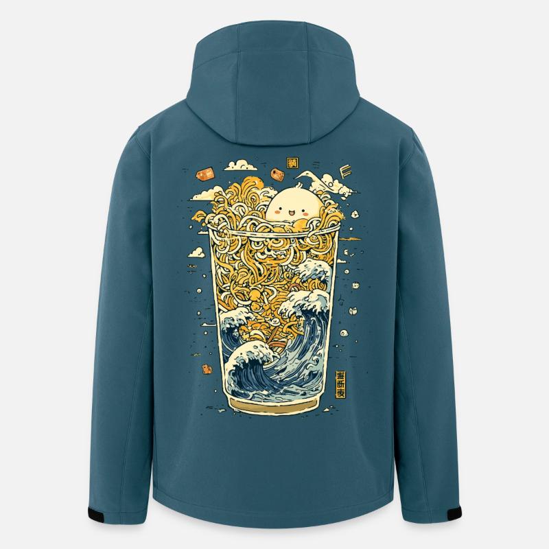 Kawaii Nudeln im Wellen-Glas - Recycelte Männer Softshell-Jacke von Stanley/Stella - Dunkles Petrol