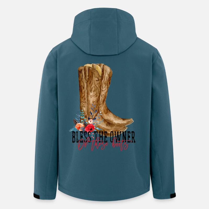 Blumenfarbene Aquarell-Cowboy-Stiefel - Recycelte Männer Softshell-Jacke von Stanley/Stella - Dunkles Petrol