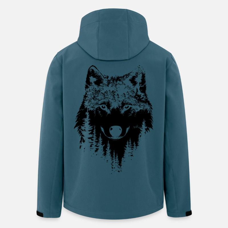 Wolf Wald Silhouette - Recycelte Männer Softshell-Jacke von Stanley/Stella - Dunkles Petrol