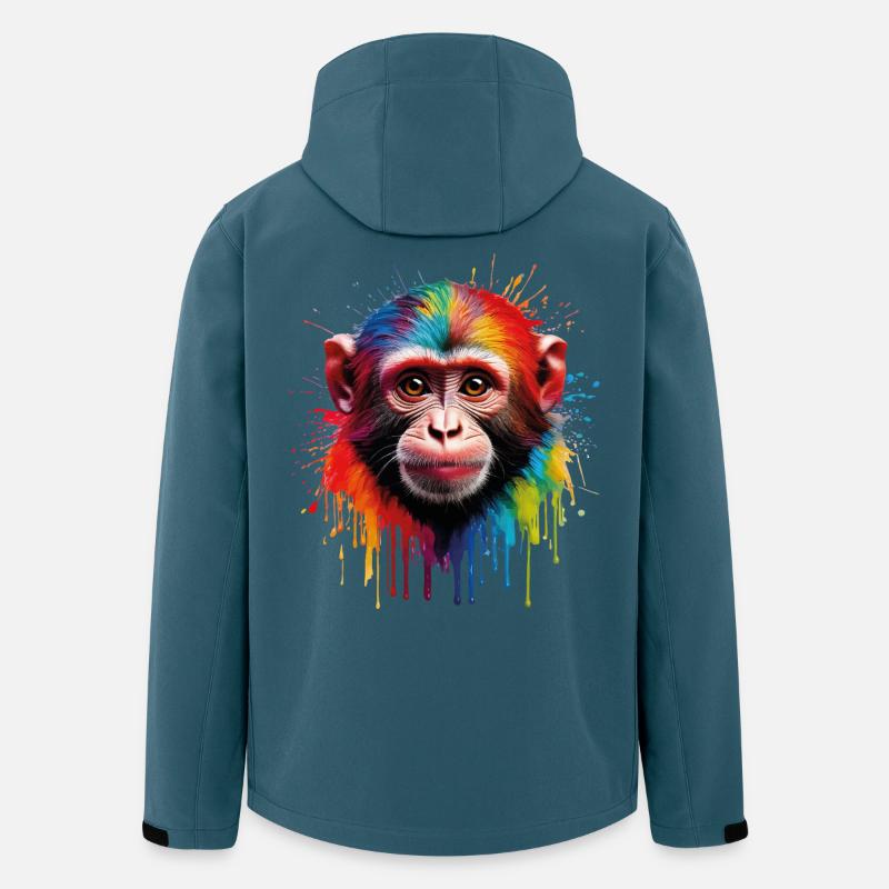 Bunter Affe mit Farbexplosion - Recycelte Männer Softshell-Jacke von Stanley/Stella - Dunkles Petrol