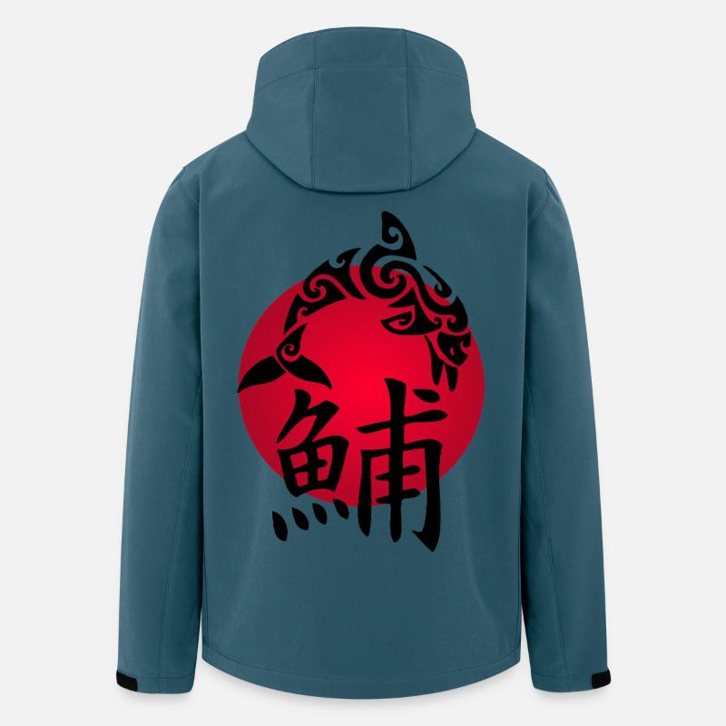 Dauphin noir et soleil rouge - Veste softshell homme en polyester recyclé Stanley/Stella - bleu pétrole foncé