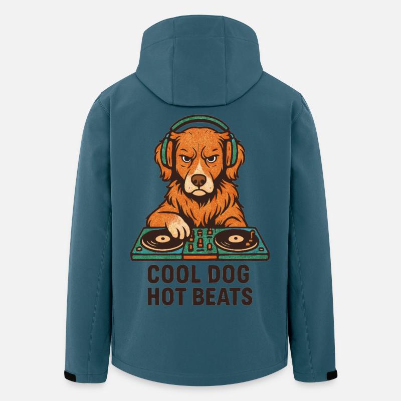 DJ Toller: Cool Dog - Hot Beats Retro Retriever - Stanley/Stella herre softshelljakke i genanvendt polyester - mørk petrol