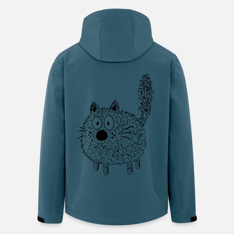 Drôle Chat dessin animé - Cadeau - Veste softshell homme en polyester recyclé Stanley/Stella - bleu pétrole foncé