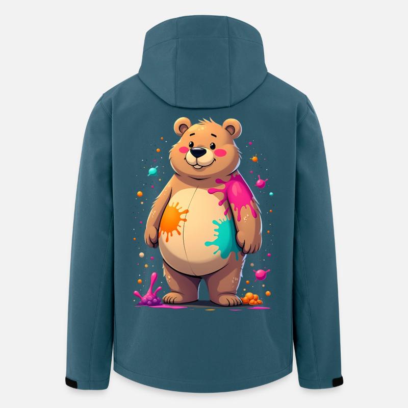 Kunterbunter Farbbär Kunst - Recycelte Männer Softshell-Jacke von Stanley/Stella - Dunkles Petrol