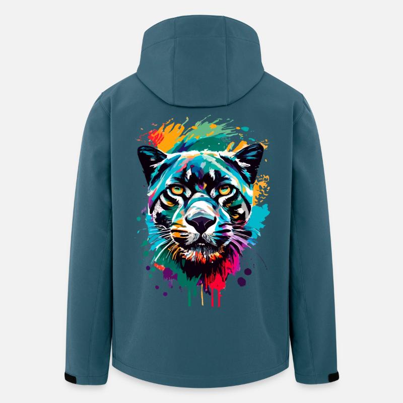 Panther Jaguar Leopard - Schwarzer Panther Katze - Recycelte Männer Softshell-Jacke von Stanley/Stella - Dunkles Petrol