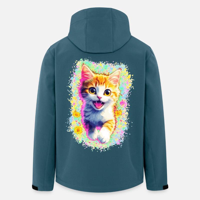 Glückliches Kätzchen 🌼🌸 - Recycelte Männer Softshell-Jacke von Stanley/Stella - Dunkles Petrol