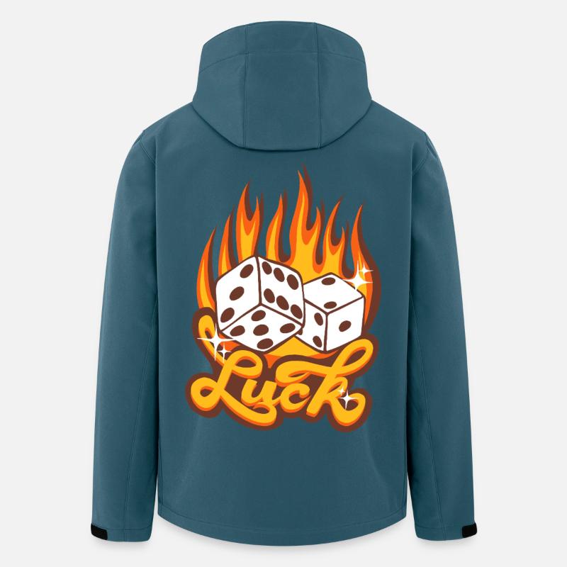 Luck – Feuriges Würfel-Glücksdesign - Recycelte Männer Softshell-Jacke von Stanley/Stella - Dunkles Petrol