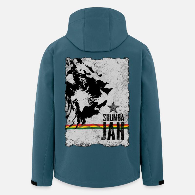 Liongesicht mit Reggaefahne - Recycelte Männer Softshell-Jacke von Stanley/Stella - Dunkles Petrol
