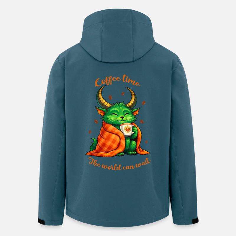 Kaffeezeit – Ein kleines Kaffeemonster - Recycelte Männer Softshell-Jacke von Stanley/Stella - Dunkles Petrol