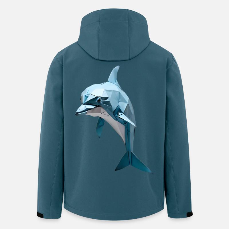 Blauer Low-Poly Delfin - Recycelte Männer Softshell-Jacke von Stanley/Stella - Dunkles Petrol