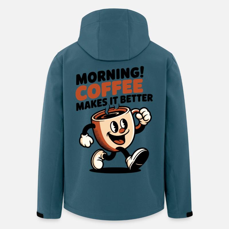 Retro Kaffeeheld Cartoon - Recycelte Männer Softshell-Jacke von Stanley/Stella - Dunkles Petrol