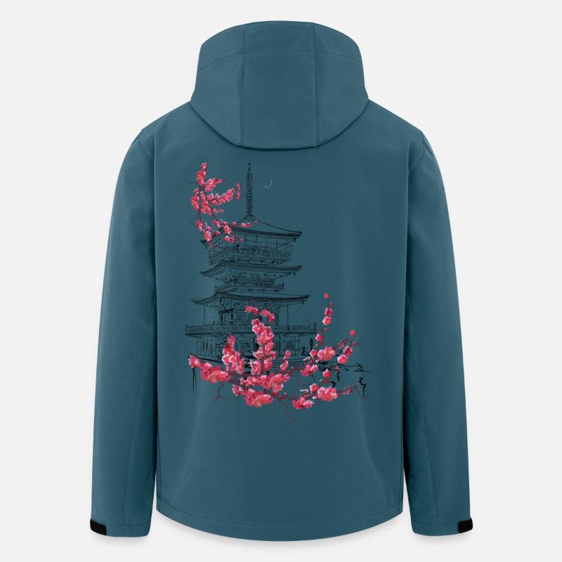 Pagode und Sakura - Recycelte Männer Softshell-Jacke von Stanley/Stella - Dunkles Petrol