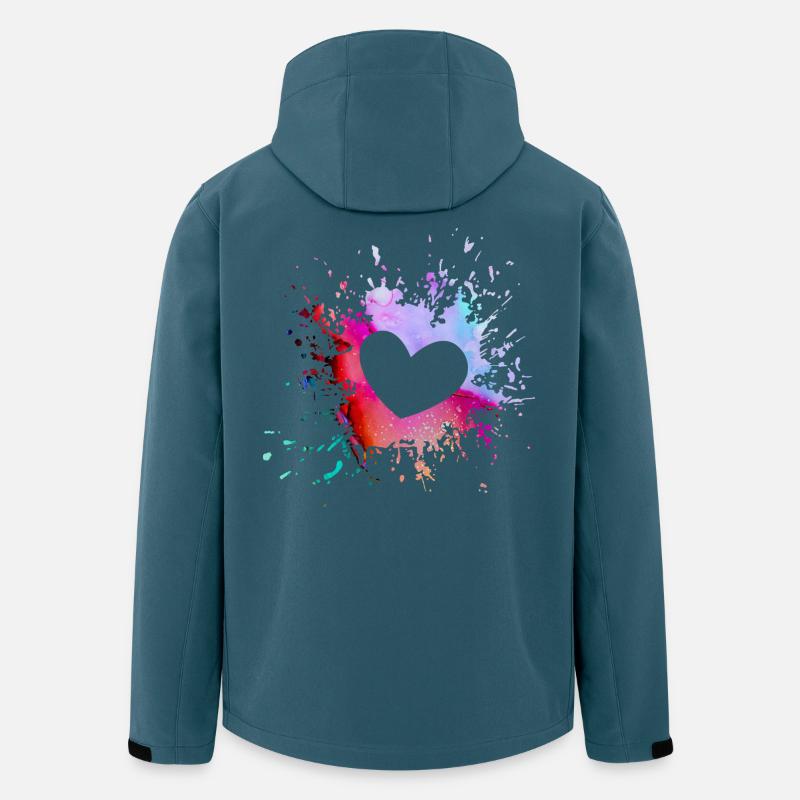 Buntes Herz Farbkleckse - Recycelte Männer Softshell-Jacke von Stanley/Stella - Dunkles Petrol