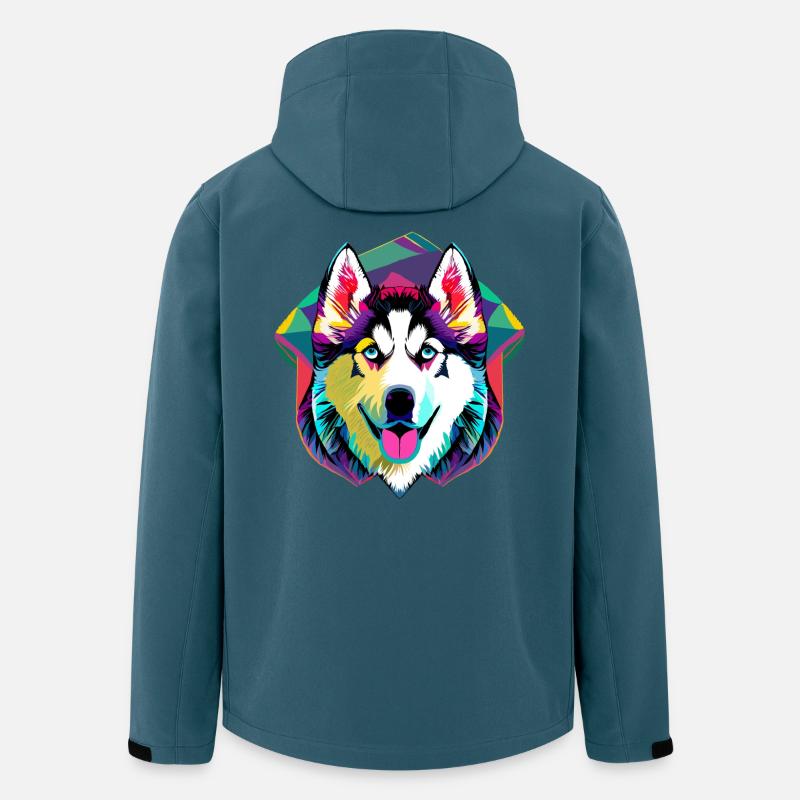 Farbenfroher Husky  - Recycelte Männer Softshell-Jacke von Stanley/Stella - Dunkles Petrol