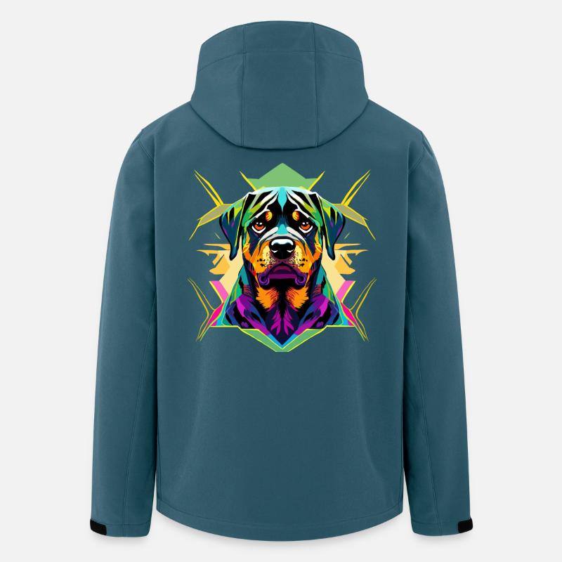 Farbintensiver Rottweiler mit geometrischem Design - Recycelte Männer Softshell-Jacke von Stanley/Stella - Dunkles Petrol