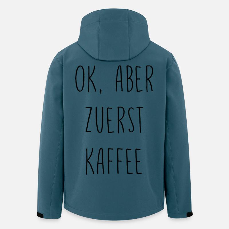 Ok, aber erst Kaffee - Recycelte Männer Softshell-Jacke von Stanley/Stella - Dunkles Petrol
