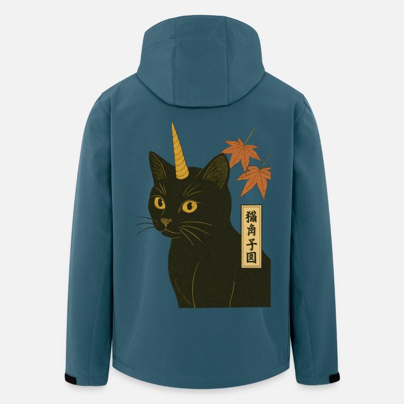 Estampe de chat-licorne - Veste softshell homme en polyester recyclé Stanley/Stella - bleu pétrole foncé