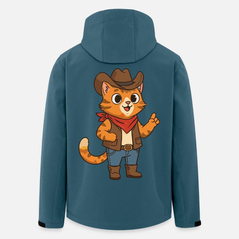 Wild West Katze Cowboy Design - Recycelte Männer Softshell-Jacke von Stanley/Stella - Dunkles Petrol