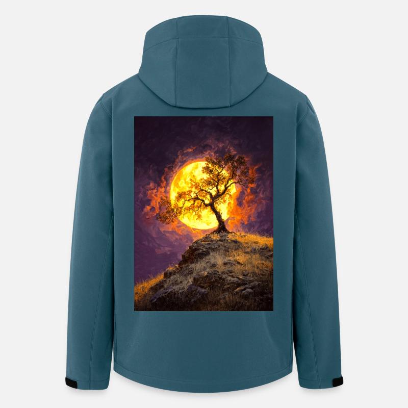 Einsamer Baum im Mondschein auf Klippe - Recycelte Männer Softshell-Jacke von Stanley/Stella - Dunkles Petrol